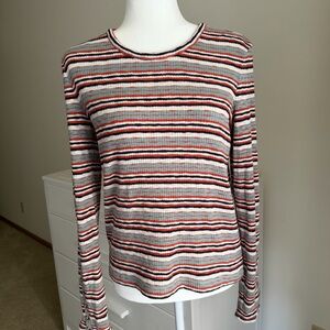Madewell Elsie Button Sleeve Striped Tee Size M (EUC!)